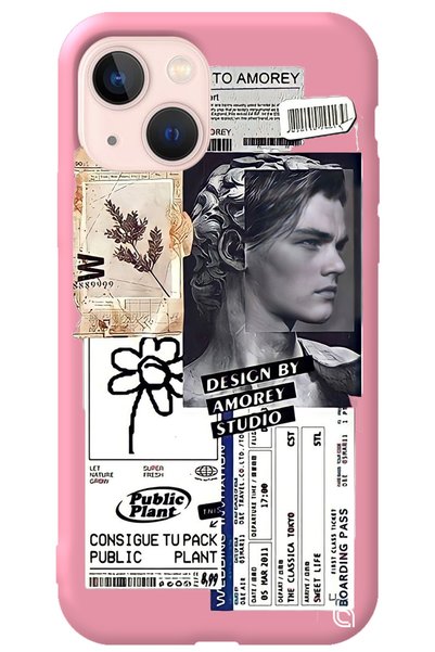 WANNA PROTECT iPhone 14 Plus Pink Premium Velvet Collage Patterned Silicone P...