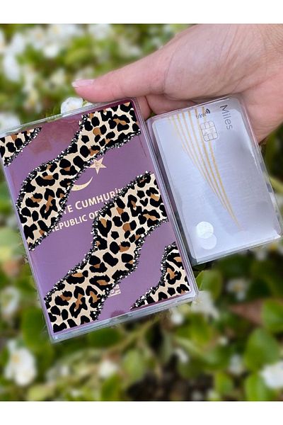 Cekuonline Crystal Leopard Patterned Universal Transparent Passport Case Model Suitable for All Country Passports