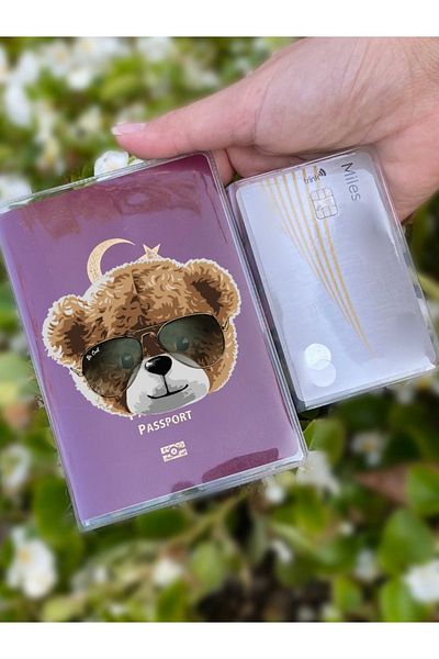Cekuonline Cool Bear Patterned Universal Transparent Passport Cover Model Suitable for All Country Passports