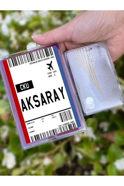 Cekuonline Flight Ticket Aksaray Patterned Universal Transparent Passport Cover Model Suitable for All Country Passports