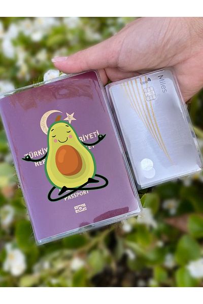Cekuonline Yoga Avocado Patterned Universal Transparent Passport Case Model Suitable for All Country Passports