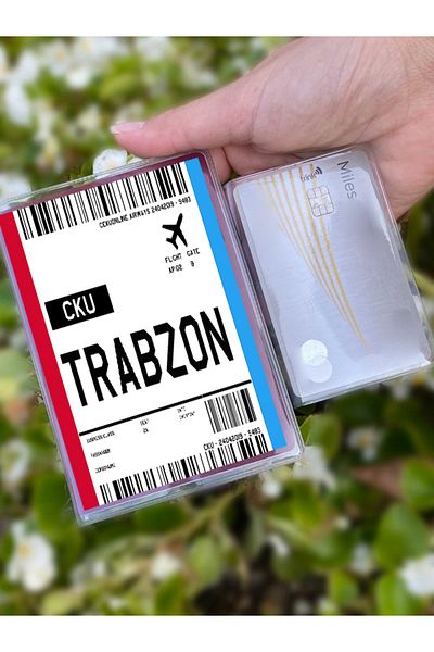 Cekuonline Flight Ticket Trabzon Patterned Universal Transparent Passport Cover Model Suitable for All Country Passports