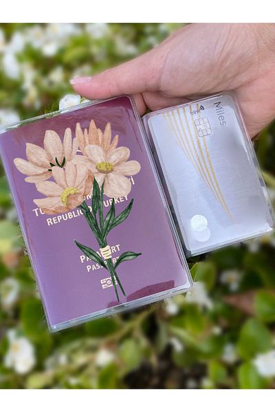 Cekuonline Wildflower Patterned Universal Transparent Passport Case Model Suitable for All Country Passports