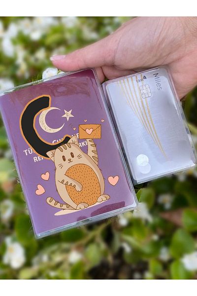 Cekuonline Universal Transparent Passport Case with Cat and Letter C Pattern Suitable for All Country Passports
