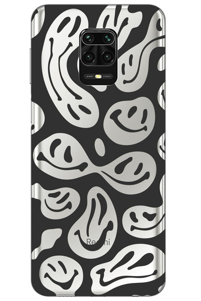 WANNA PROTECT جراب سيليكون شفاف لهاتف Xiaomi Redmi Note 9 Pro بنمط الابتسامة