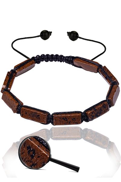 Tesbih Atölyesi Certified Brown Obsidian Stone Natural Stone Bracelet (AAA Quality)