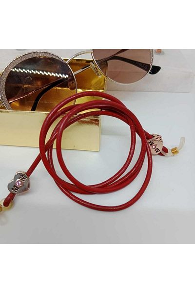 Sibelya Aksesuar 100% Genuine Leather - Mom Themed Design Glasses Strap
