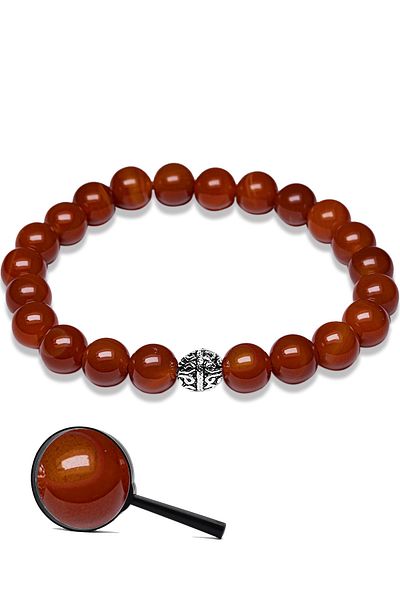 Tesbih Atölyesi Yemen Agate Stone - Natural Stone Bracelet, Silver Apparatus and Certified