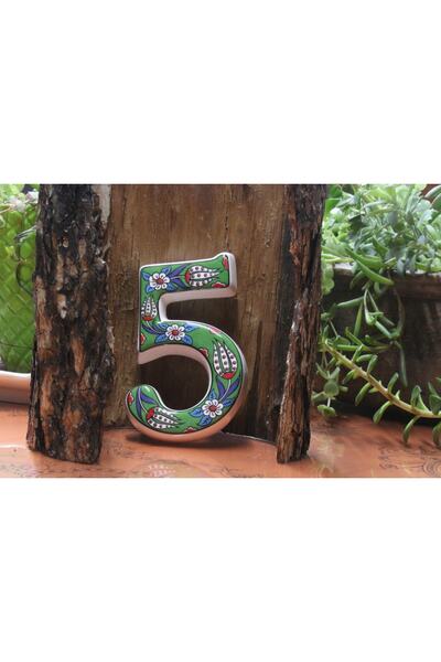 Yılmazel Door Number Ornament Handmade Ceramic Tulip Pattern
