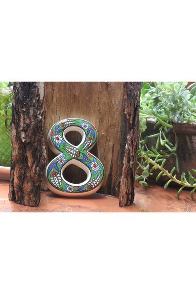 Yılmazel Door Number Ornament Handmade Ceramic Tulip Pattern