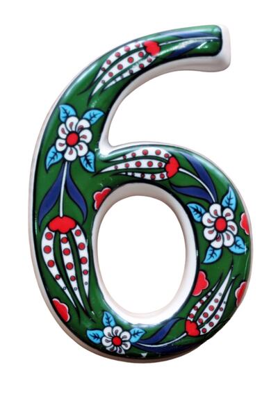 Yılmazel Door Number Ornament Handmade Ceramic Tulip Pattern