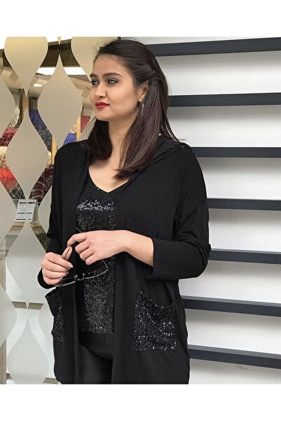 TREND Women's Sequin Cardigan - Pocket and Hoodie