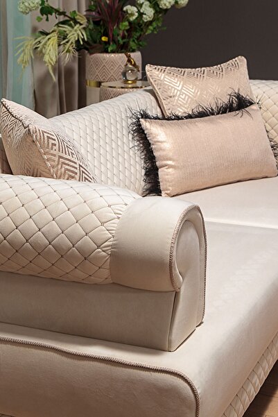 Modalife Hürrem Üçlü Kanepe Yataklı - Krem