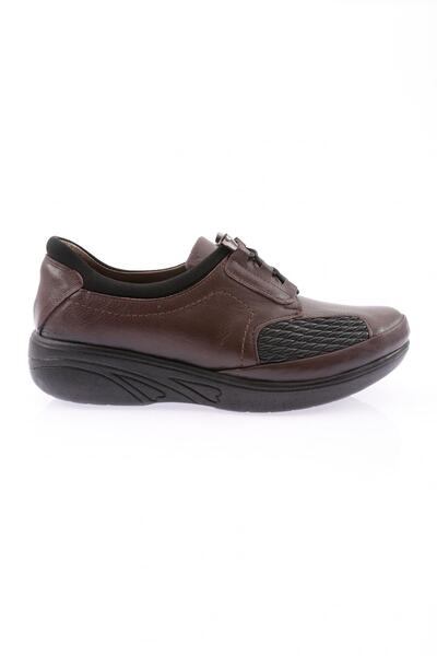 DGN Woman's lace-up bone comfort shoe coffee genuine leather 531521015