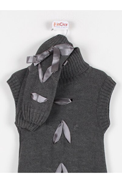 incity Girl's Ribbon Detailed Knitwear Tunic and Ribbon Complementary Sleeves