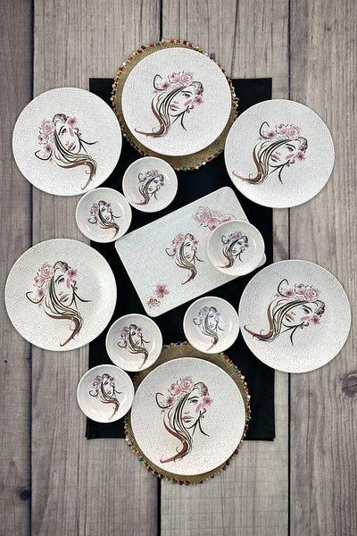 Keramika 13 Piece Patterned Breakfast Set for 6 People