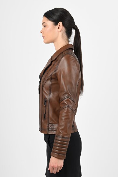 ALİN Alexa Shaded Brown Genuine Leather Jacket Women