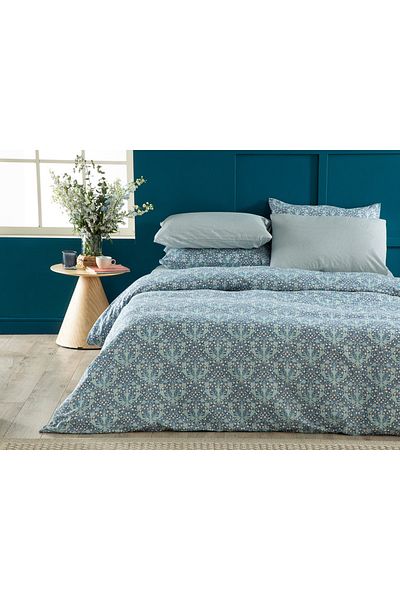 English Home Tulip Blues Easy-Iron Παπλωματοθήκη 200x220 εκ. Ναυτικό