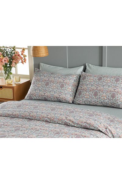 English Home Комплект завивки Honeysuckle Easy Iron, единичен, 160x220 см, син