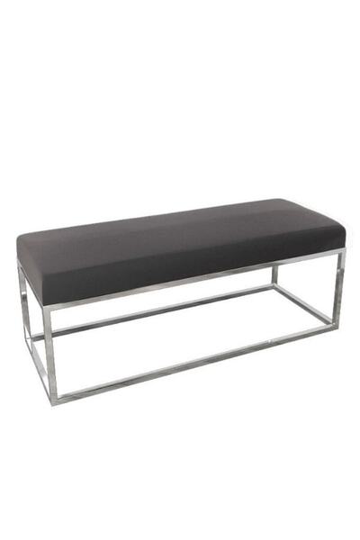 Evka Stil Bench Paslanmaz Ayak Koyu Gri Kumaş, Bench Puf, Yatak Ucu Bench, Yemek Masası Bench