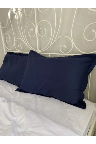 calinahome غطاء وسادة من القطن باللون الأزرق الداكن