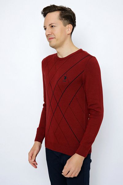U.S. Polo Assn. Πόλο Ασν. Πλεκτό πουλόβερ με λαιμόκοψη με κεράσι