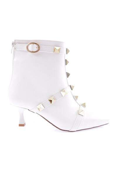 DGN Women's Trock Thin Heeled Boots White Wrinkled 2153162821