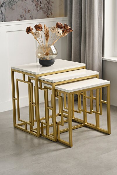 Sawoli Home Nova Gold Metal Ayak Zigon Sehpa