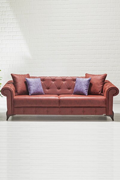 Modalife Valentino Üçlü Kanepe Yataklı/sandıklı - Bordo