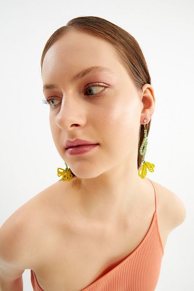 Padam Paris Limited Edition Crystal Beaded 100% Handmade Sunflower Cluster Earrings Pdmy41