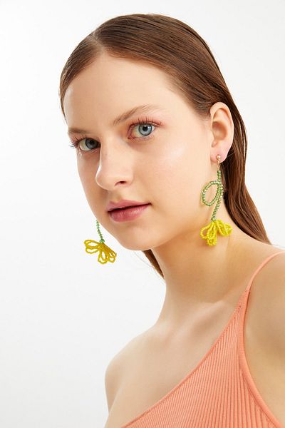 Padam Paris Limited Edition Crystal Beaded 100% Handmade Sunflower Cluster Earrings Pdmy41