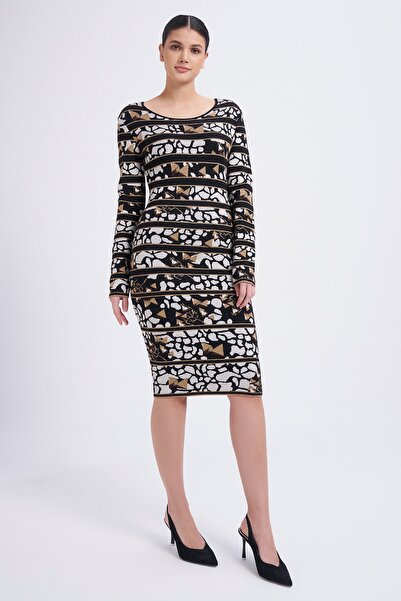 Balizza Uzun Kollu Desenli Triko Elbise