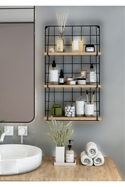 Pomashki 3 Katlı Dekoratif Duvar Rafı , Metal Duvar Rafı , Banyo Duvar Rafı ,...