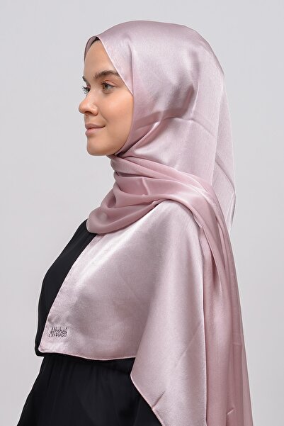 Altobeh Janjan Shiny Satin Textured Hijab Evening Dress Chiffon Shawl-Light Powder