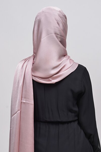 Altobeh Janjan Shiny Satin Textured Hijab Evening Dress Chiffon Shawl-Light Powder