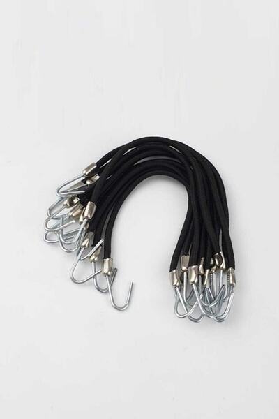 VANİSCE Kadın 12'li Siyah Kalın Lastik Kancalı Çengelli Lastik Toka Seti