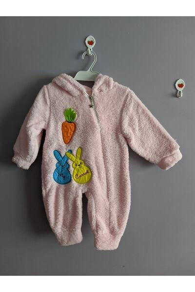 cascade baby&kids Kız Çocuk Tavşan Kulaklı Nakışlı Tulum Peluşlu