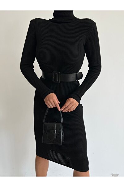 Secret Passion Lingerie Ζώνη Λεπτομέρεια ζιβάγκο Μαύρο Χρώμα Πλεκτό Μίντι Μήκος Βραδινό Φόρεμα και Φόρεμα Homecoming 0167 712