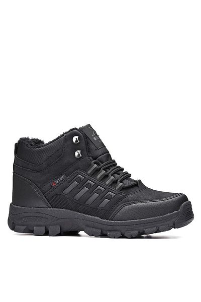 İmerShoes Καθημερινές μαύρες ανδρικές μπότες με γούνινο φερμουάρ και κορδόνι για τα δάχτυλα και τακούνια X5-x6