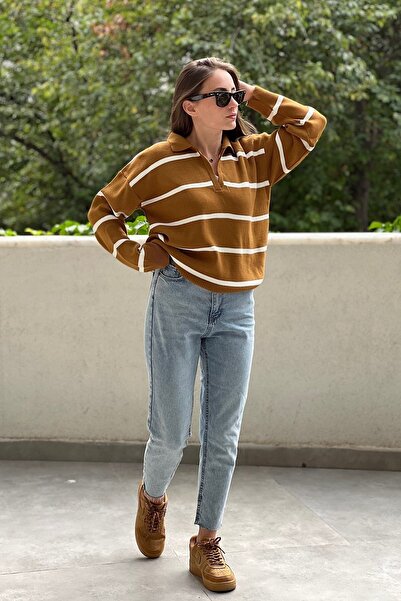 novon Рита Поло V-подібний виріз Поперечні смужки Трикотаж