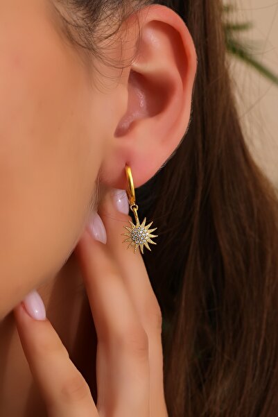 Bilsen Store Altın Kaplama Zirkon Taşlı Güneş Modeli Küpe