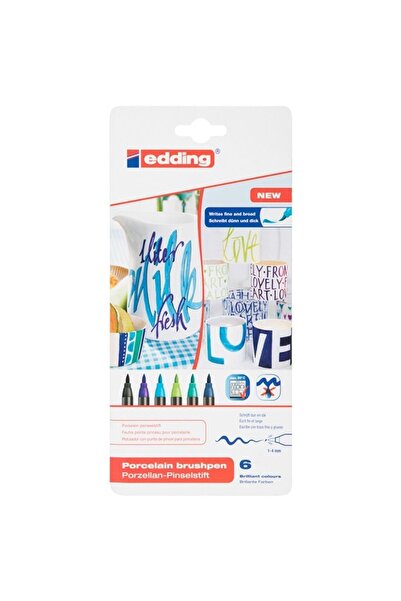 Edding قلم بورسلين 4200 1-4 ملم مجموعة من 6 ألوان باردة