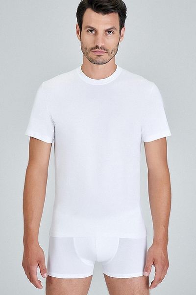 Kom Men's Short Sleeve Crew Neck Cotton Undershirt James T-shirt