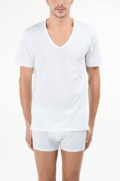 Kom Men's White Enrico 2-pack V-neck T-shirt 44ts10011beya