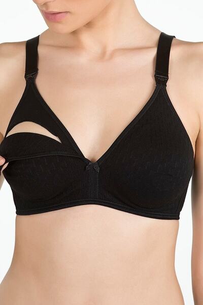 Kom حمالة صدر للرضاعة سوداء اللون للنساء من ماما Su1018001