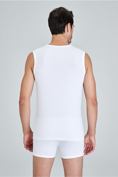 Kom Men's White Zero Sleeve Undershirt, 2-pack