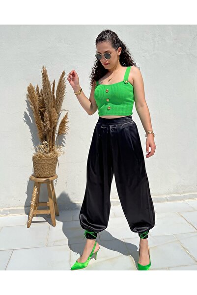 KAMER Gold Düğme Detaylı Crop