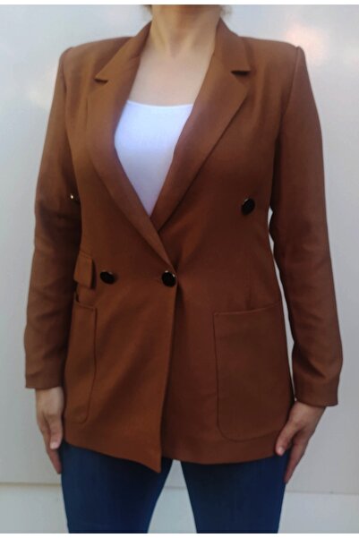 Hepsibitarz Kadın Kahverengi Blazer  Ceket