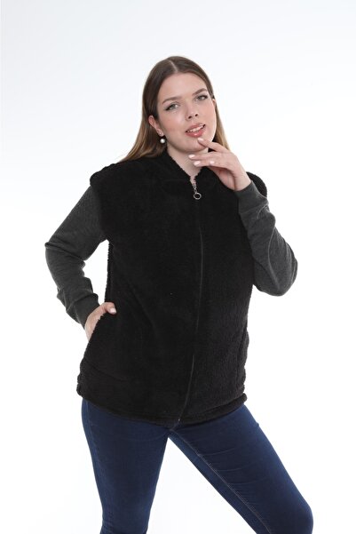KSV Collection Plus Size Black Plush Vest