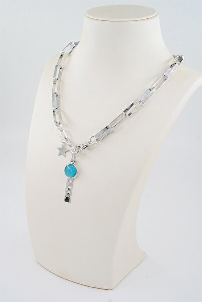 By Zeyna Aksesuar قلادة نسائية بتصميم خاص من الحجر الأزرق والنجمة